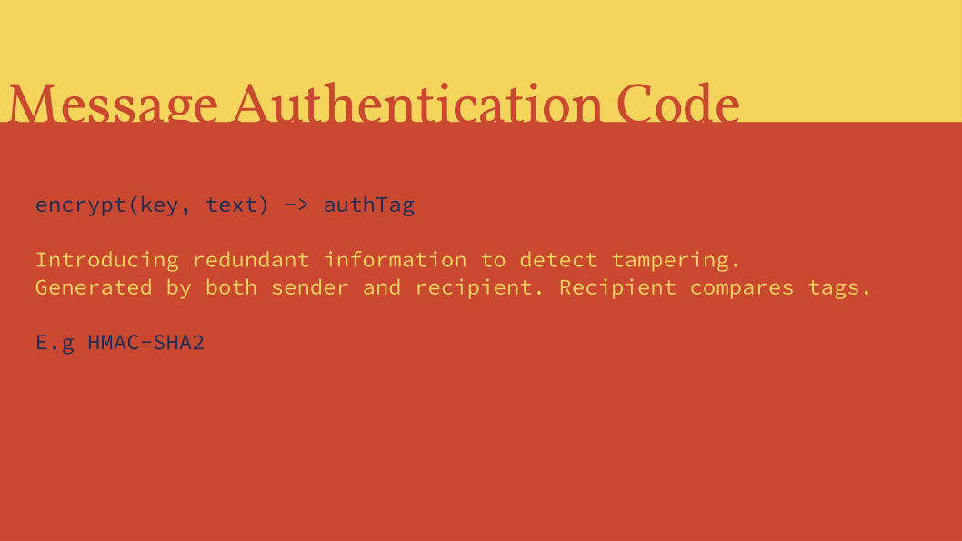 Slide: Message authentication codes.
